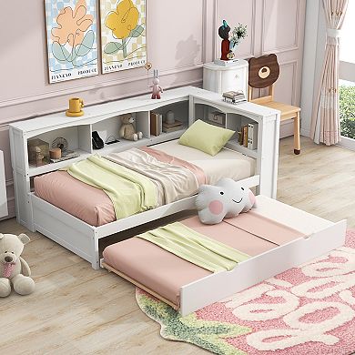 Twin Daybed with Trundle, Storage Cabinets & Built-in USB Ports