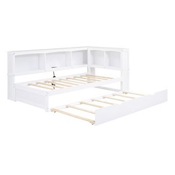 Twin Daybed with Trundle, Storage Cabinets & Built-in USB Ports