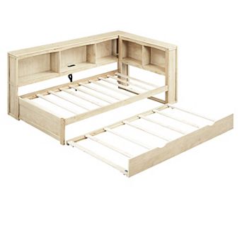 Twin Daybed with Trundle, Storage Cabinets & Built-in USB Ports