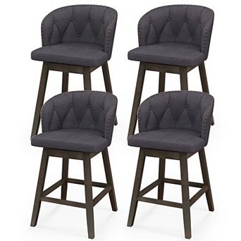 Costway Counter Height Bar Stools Fabric Upholstered Island Stools with 360° Swivel Seat