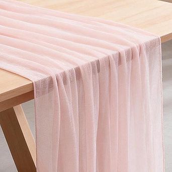 Pink Cheesecloth Table Runner Rustic Gauze, Lightweight Decor