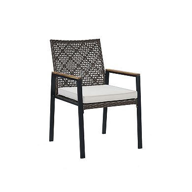 TEINIE 5-Piece Outdoor Patio Dining Set Acacia Table Coffee Brown