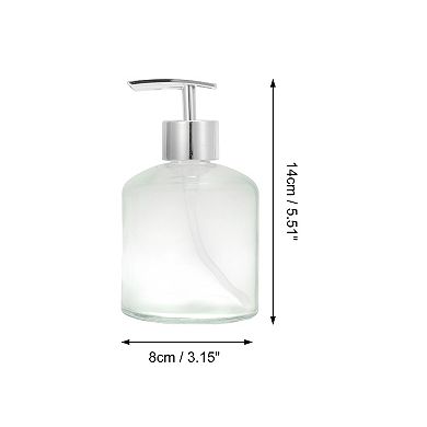Reusable Cylinder Glossy Soap Dispenser 11.84oz Clear Silver Tone 1 Pc