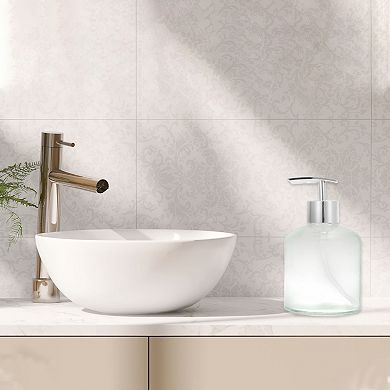 Reusable Cylinder Glossy Soap Dispenser 11.84oz Clear Silver Tone 1 Pc