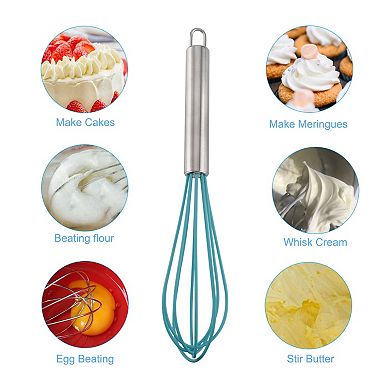 Egg Whisk Silicone Whisk Mixer Kitchen Utensil for Home Blending Whisking Beating and Stirring 1PC