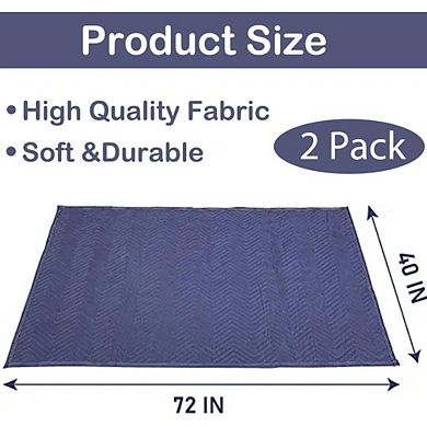 Great Ambitions 2-Pack 40x72" Heavy Duty Moving Blankets, Quilted Furniture Protectors