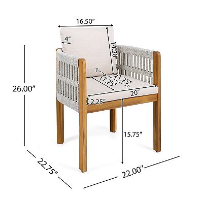 TEINIE Acacia Wood Outdoor Dining Chairs 2-Pack