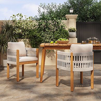 TEINIE Acacia Wood Outdoor Dining Chairs 2-Pack