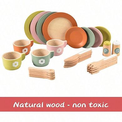 27PCS Wooden Play Kitchen Set Montessori Toys Gift