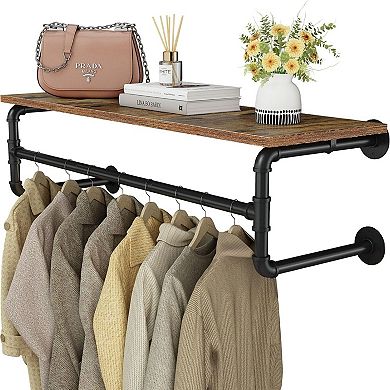 Industrial Wall Mounted Clothes Rack 43.3 in Pipe Garment Rack