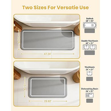 Soft Diatomaceous Earth Bath Mat, Quick Dry Bathroom Mats 2 Piece, Super Absorbent Bath Mat Set