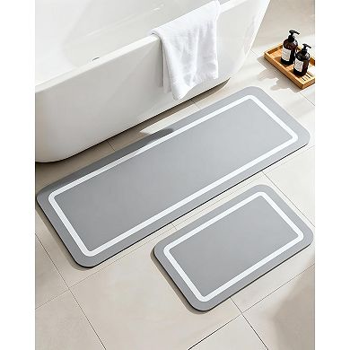 Soft Diatomaceous Earth Bath Mat, Quick Dry Bathroom Mats 2 Piece, Super Absorbent Bath Mat Set
