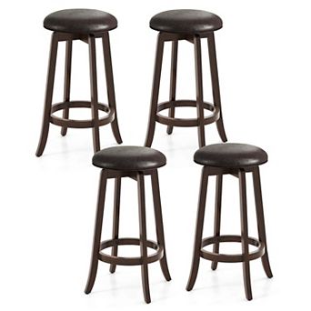 Costway 29" Counter Height Stools with 360° Swivel Round Seat & Footrest