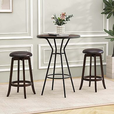Costway 29" Counter Height Stools with 360° Swivel Round Seat & Footrest