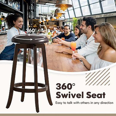 Costway 29" Counter Height Stools with 360° Swivel Round Seat & Footrest