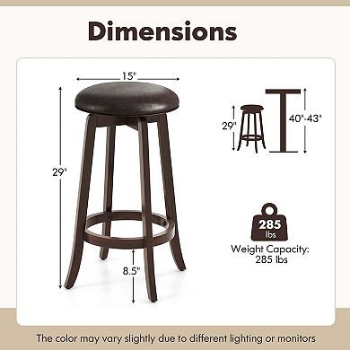 Costway 29" Counter Height Stools with 360° Swivel Round Seat & Footrest