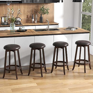 Costway 29" Counter Height Stools with 360° Swivel Round Seat & Footrest