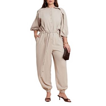 ELOQUII Women's Plus Size Jumpsuit W Cord Tie