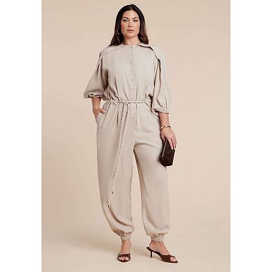 ELOQUII Women's Plus Size Jumpsuit With Cord Tie