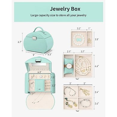 Girls' Stylish 3-Layer Jewelry Box with Mirror and Velvet Lining