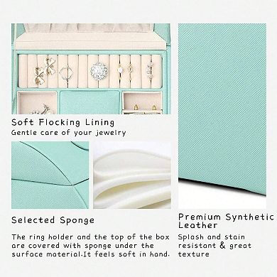 Girls' Stylish 3-Layer Jewelry Box with Mirror and Velvet Lining