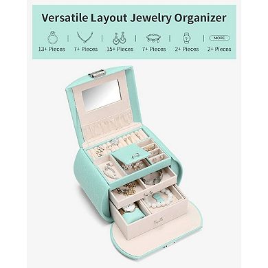 Girls' Stylish 3-Layer Jewelry Box with Mirror and Velvet Lining