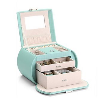 Girls' Stylish 3-Layer Jewelry Box with Mirror and Velvet Lining