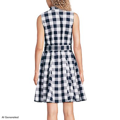 Women's Lands' End Poplin Button Front Godets Dress