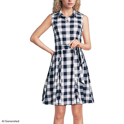 Женские платья Lands' End Poplin Button Front Godets Dress
