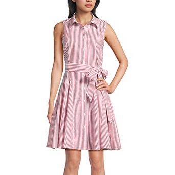 Women's Lands' End Poplin Button Front Godets Dress