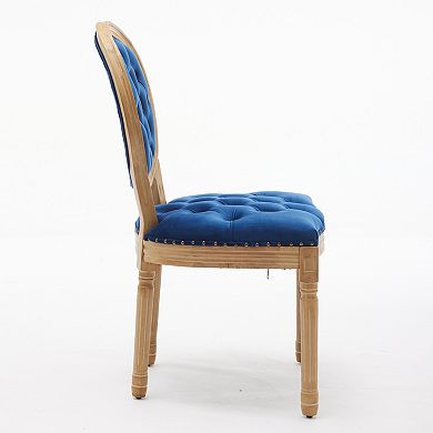 Aoolive French Style Solid Wood Dining Chairs Set of 2, Velvet Armless Chairs with Nailhead Trim