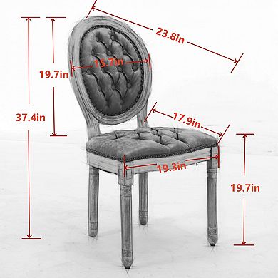 Aoolive French Style Solid Wood Dining Chairs Set of 2, Velvet Armless Chairs with Nailhead Trim