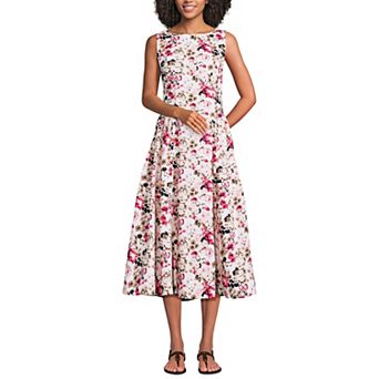 Women's Lands' End Poplin Boatneck Midi Dress