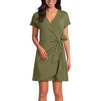 Women's Lands' End Cotton Modal V-Neck Mini Wrap Dress