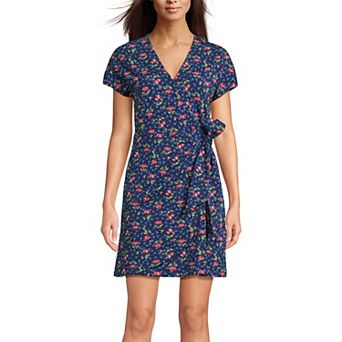 Women's Lands' End Cotton Modal V-Neck Mini Wrap Dress