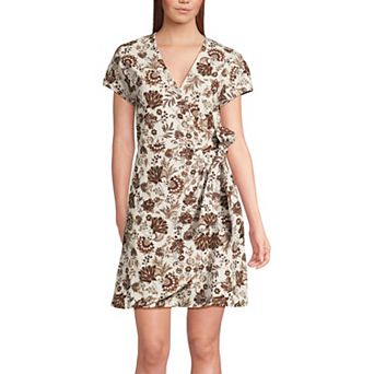 Women's Lands' End Cotton Modal V-Neck Mini Wrap Dress