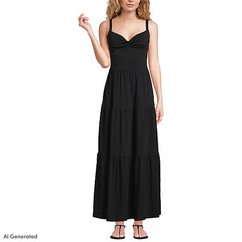 Женские платья Lands' End Cotton Modal Twist Front Tiered Maxi Dress