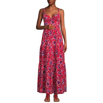 Women's Lands' End Cotton Modal Twist Front Tiered Maxi Dress