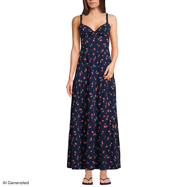 blue maxi dress summer Azure Flowy Chiffon Front Twist Maxi Dress