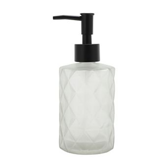 Round Bottom Diamond Pattern Soap Dispenser 11.16oz Clear Black 1 pc