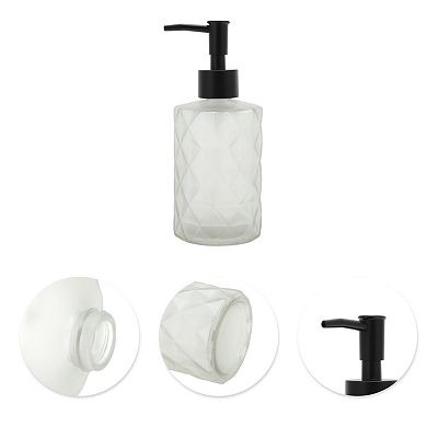 Round Bottom Diamond Pattern Soap Dispenser 11.16oz Clear Black 1 Pc