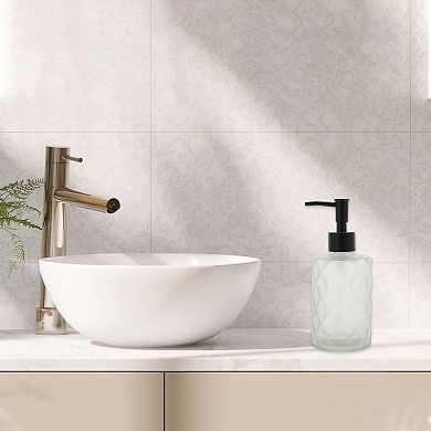 Round Bottom Diamond Pattern Soap Dispenser 11.16oz Clear Black 1 Pc