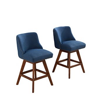 Merax 360° Swivel Dining Chair with Curved Backrest & Solid Rubber Wood Legs Set of 2