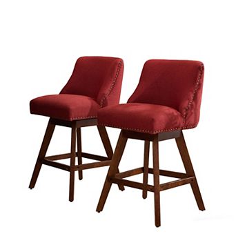 Merax 360° Swivel Dining Chair with Curved Backrest & Solid Rubber Wood Legs Set of 2