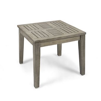 TEINIE 20" Square Outdoor Acacia Wood Side Table Grey Finish