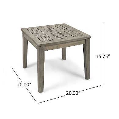 TEINIE 20" Square Outdoor Acacia Wood Side Table Grey Finish