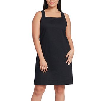 Plus Size Lands' End Linen Above the Knee Shift Dress
