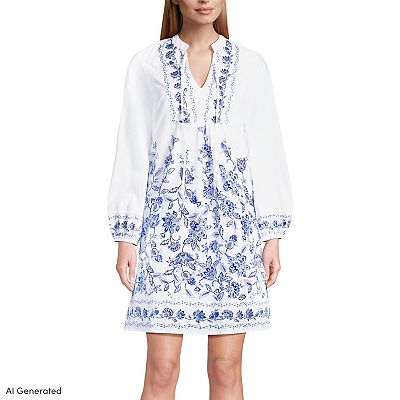 long dress nightgown Eileen West Women's Long Sleeve Cotton Ballet Nightgown - White