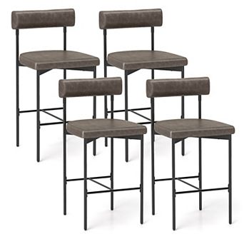 Costway 26" Upholstered Bar Stools Set of 4 with Padded Cushion & Backrest Footrest