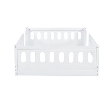 Twin Size Montessori Floor Bed with Guardrails - Wooden Platform Frame for Kids